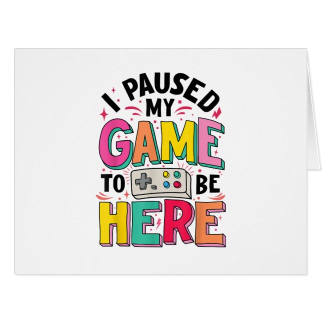 Cartão Gamer Girl I Pausa Meu Jogo Para Estar Aqui Vídeo  (Frente horizontal)