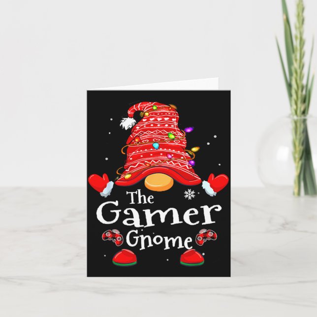 Cartão Gamer Gnome - Xmas Video Gamers Christmas Gnomes  (Frente)