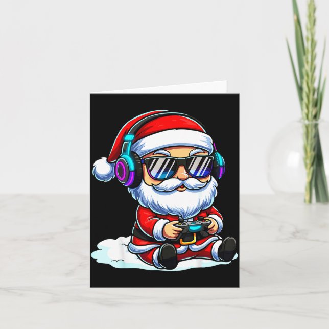 Cartão Gamer Santa Video Game Christmas Gaming  (Frente)