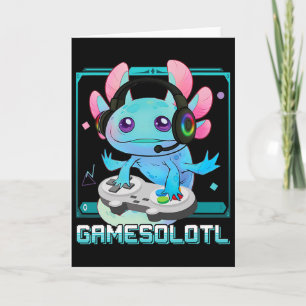 Cartão Gamesolotl Axolote Videojogador Kawaii Pastel Góth
