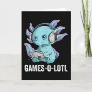 Cartão Gamesolotl Axolotl Video Gamer Kawaii Meninos anim