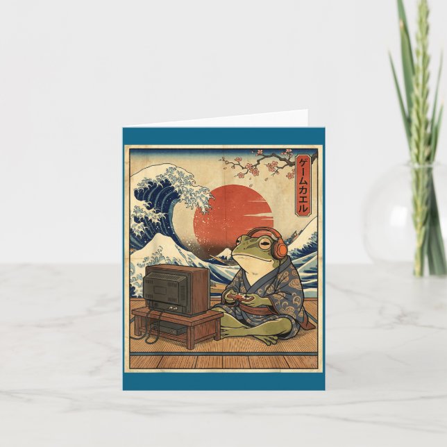 Cartão Gaming Frog Art Ukiyo-e Japanese Gamer Anime Men W (Frente)