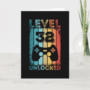 Cartão Gaming Level 32 Unlocked 32nd Birthday Gift Gamer