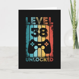 Cartão Gaming Level 38 Unlocked 38th Birthday Gift Gamer
