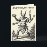 Cartão Ganga-Gramma Demon Dictionnaire Infernal Cut Out<br><div class="desc">A surreal four-armed figure emerges from darkness, offering a bowl with quiet intensity. Rendered in bold woodcut lines, the character blends ritual, mystery, and theatrical presence into a striking symbolic portrait. Usually, goats were sacrificed to him. Perfect for lovers of surreal art, folklore aesthetics, and bold monochrome design. Ideal for...</div>