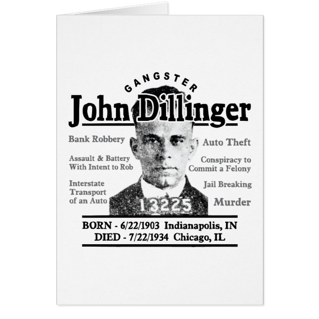 Cartão Gangster John Dillinger (Frente)