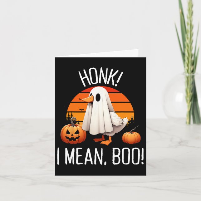 Cartão Ganso Fantasma Engraçado Buzina Quer Dizer Boo  (Frente)