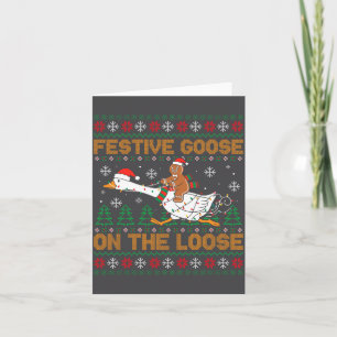 Cartão Ganso Festivo à Solta Engraçado Biscoito de Natal