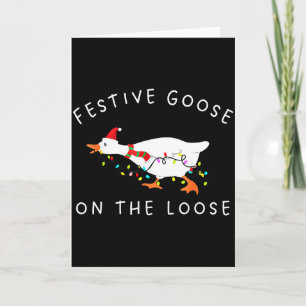 Cartão Ganso Festivo Divertido Vintage à Solta Natal