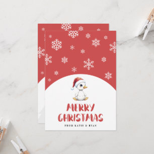 Cartão Ganso Pato de Natal Personalizado em Aquarela