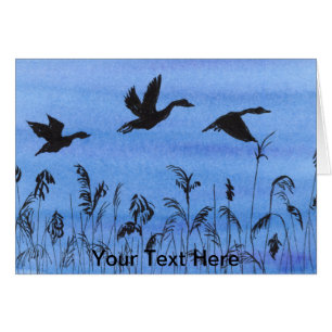 Cartão Gansos em Voo