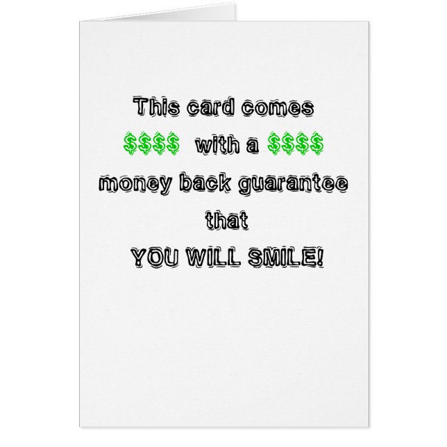 Cartão Garantia da parte traseira do dinheiro (Frente)