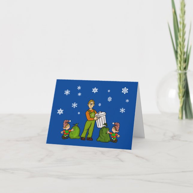 Cartão Garbage Man and Elves Christmas Card (Frente)