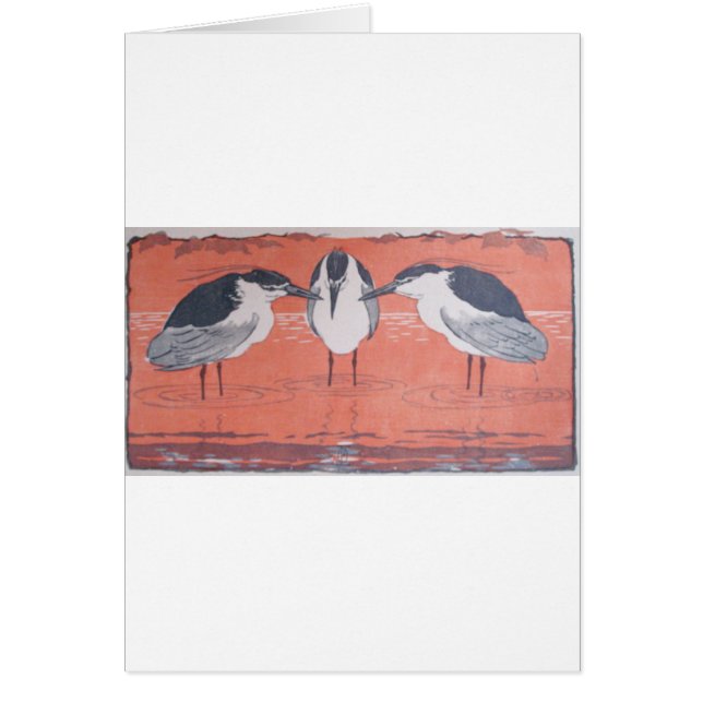 Cartão Garças-reais de noite por Otto Eckmann (Frente)