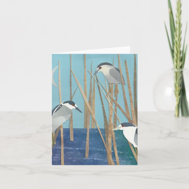 Cartão Garças-reais de noite Preto-Coroadas (Frente)