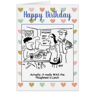 Cartão Garçonete em Pub Says A refeição realmente foi 