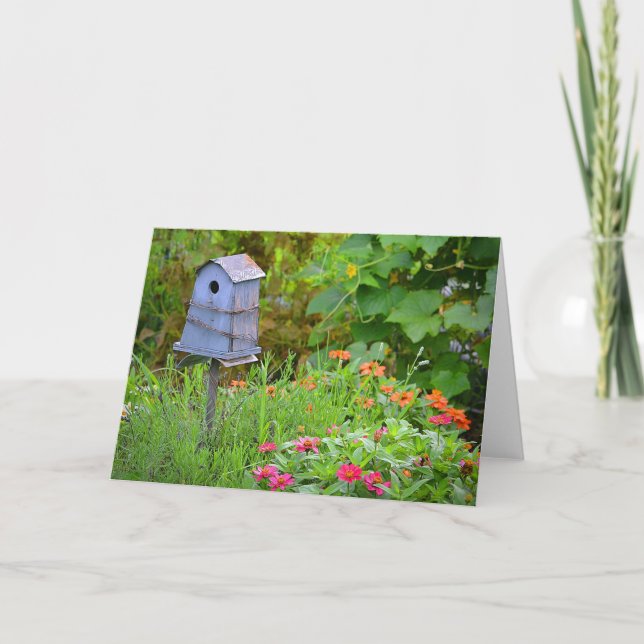Cartão Garden Birdhouse Notecard (Frente)