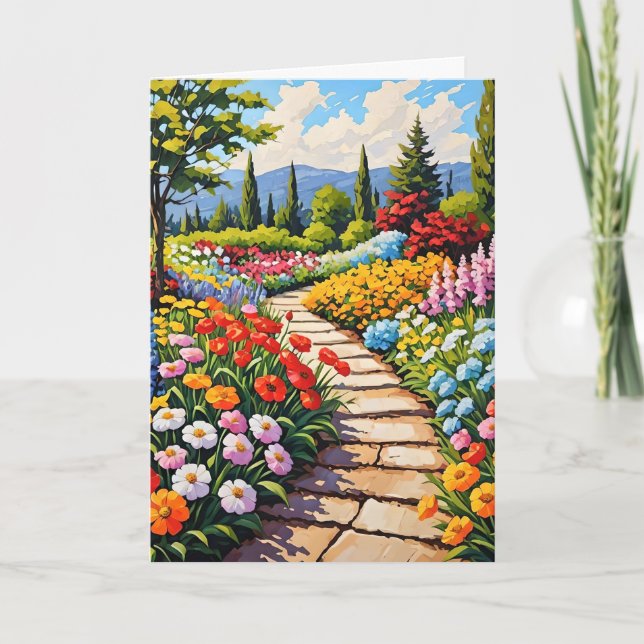 Cartão Garden of Flowers Greetings Card (Frente)