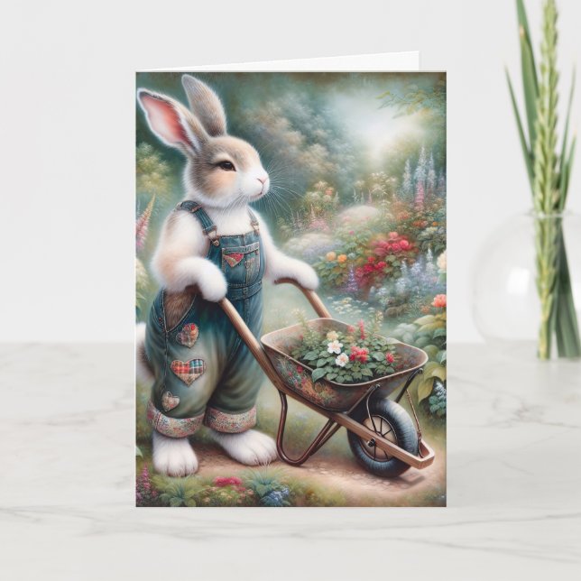 Cartão Gardener Rabbit Birthday (Frente)