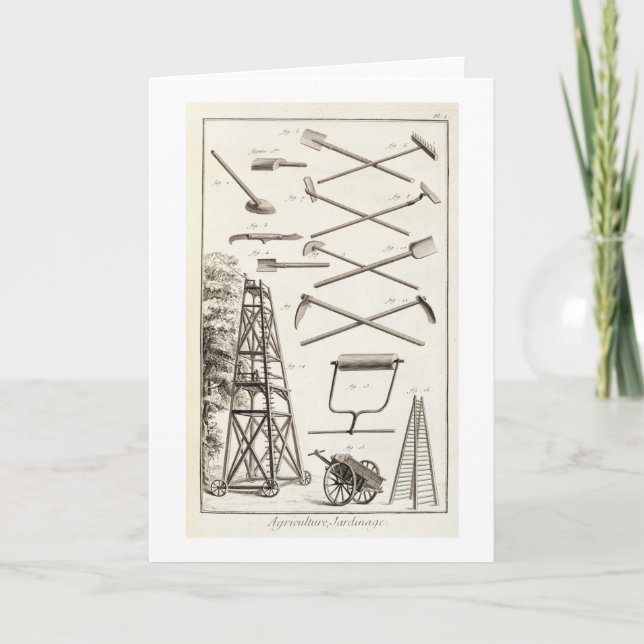 Cartão Gardening tools and a mobile pruning platform, fro (Frente)