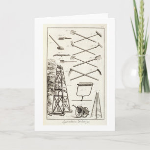 Cartão Gardening tools and a mobile pruning platform, fro