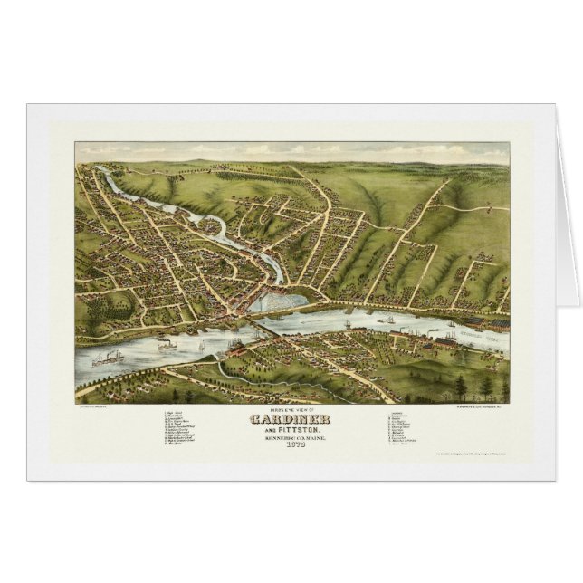 Cartão Gardiner & Pittston, MIM mapa panorâmico - 1878 (Frente Horizontal)