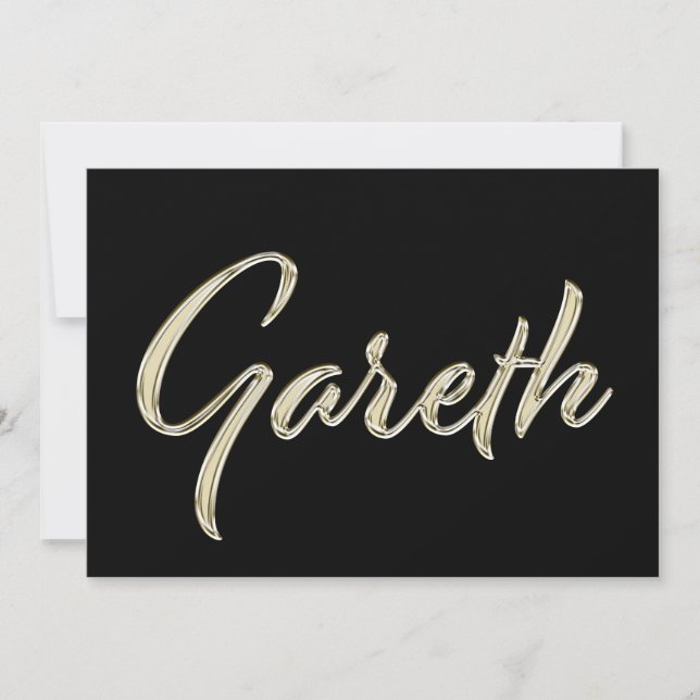 Cartão Gareth Name white gold Handwriting Karte (Frente)