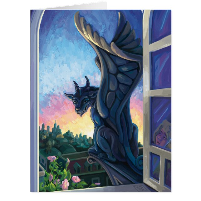 Cartão Gargoyle Guardian Fantasy Art (Frente)