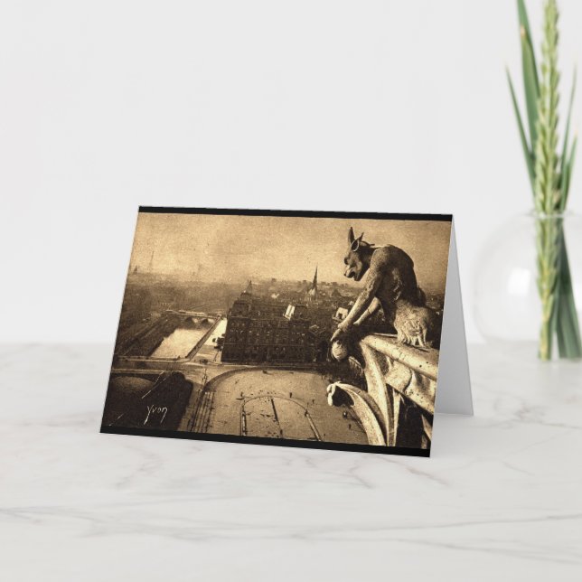 Cartão Gargoyle Notre Dame, Paris France 1912 Vintage (Frente)