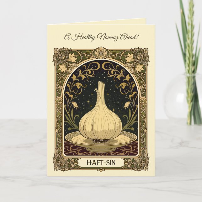 Cartão Garlic of Health Haft Sin Nowruz Tradition (Frente)