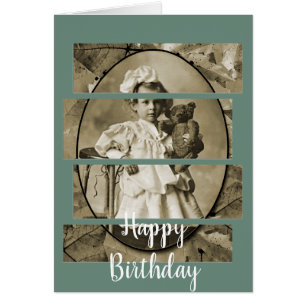 CARTÃO GAROTA ADORÁVEL COM PORTA DE URSO DE 1900