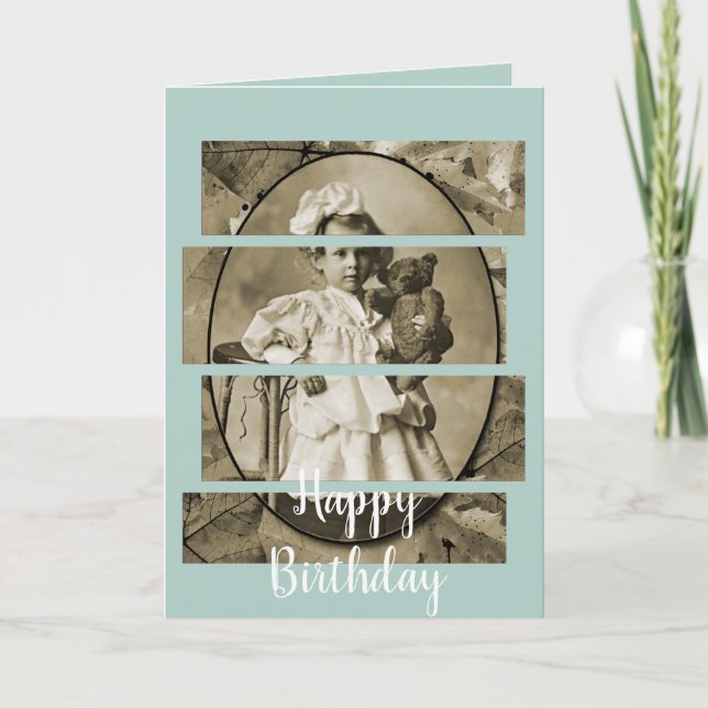 CARTÃO GAROTA ADORÁVEL COM PORTA DE URSO DE 1900 (Frente)