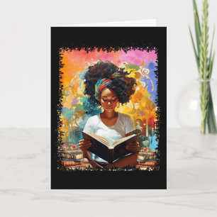 Cartão Garota Afro Educada Amante de Ler Livros História