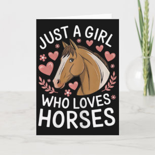 Cartão Garota Bonita de Cavalo Só uma Garota que Ama Cava