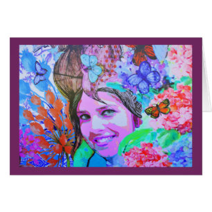 Cartão Garota borboleta