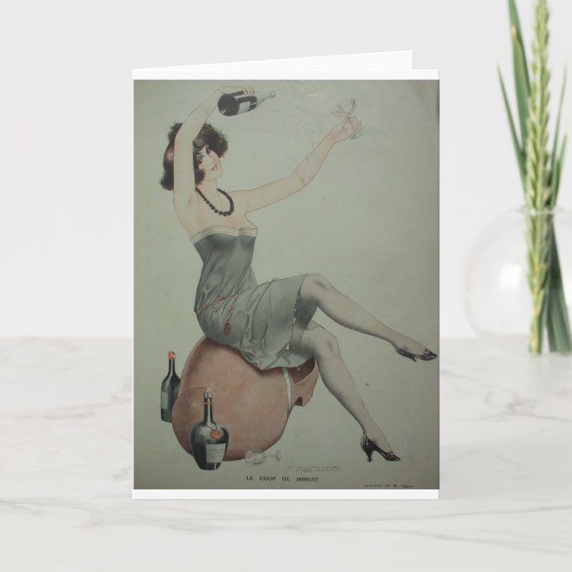 Cartão Garota champanhe Flapper de pernas longas dos anos (Frente)