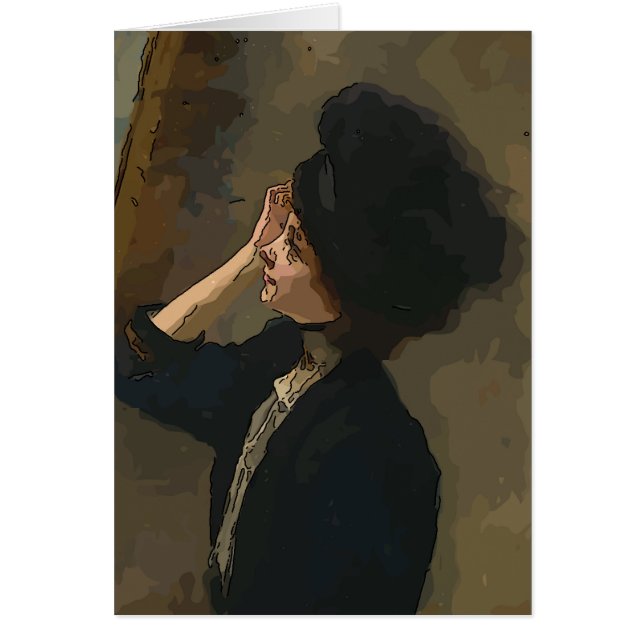 Cartão Garota Com Abstrato Celular, Estilo Matisse, (Frente)