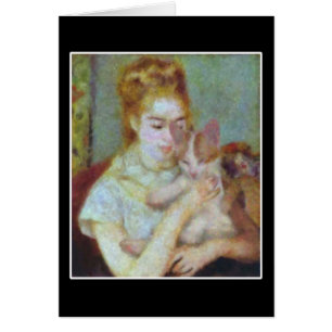 Cartão Garota com um gato