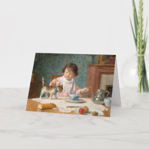 Cartão Garota com um gato   Victor Gabriel Gilbert