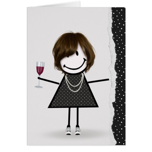 Cartão Garota de Aniversário com Vinho e tênis (Frente)