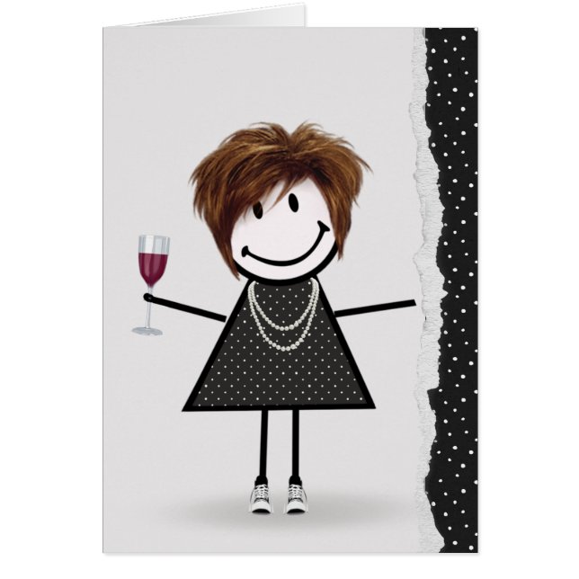 Cartão Garota de Aniversário com Vinho e tênis (Frente)