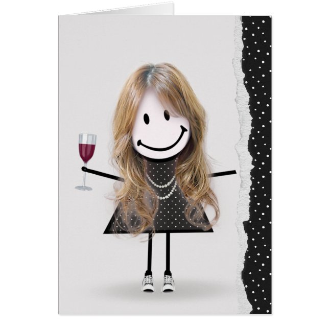 Cartão Garota de Aniversário com Vinho e tênis (Frente)