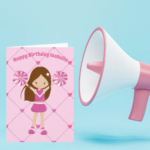 Cartão Garota de aniversário personalizada do Cheerleader