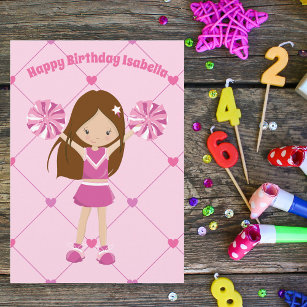 Cartão Garota de Aniversário Rosa bonito Personalizada do