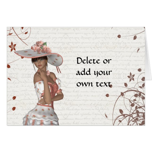 Cartão Garota de chapéu de verão (Frente horizontal)