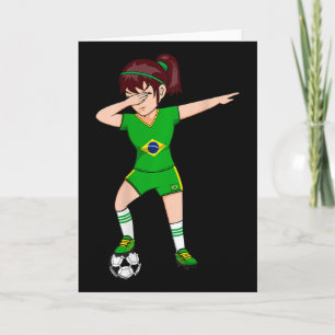 Cartão Garota de Futebol Dabbing Jersey Brasil Futebol Br