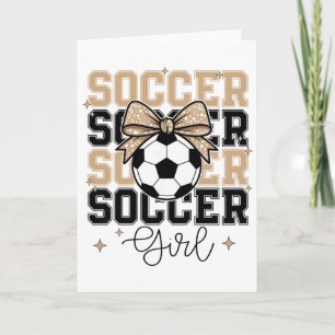 Cartão Garota de Futebol Groovy Coquette Laço Futebol Esp