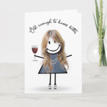 Garota de Pau de Aniversário com Copo de Vinho