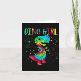 Cartão Garota Dinossauro Amante de Dinossauros Tie Dye Fo