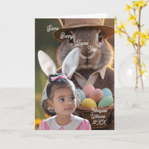 Cartão Garota do Coelho de Páscoa Foto Personalizar